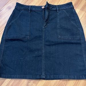 loft denim skirt with patchwork pockets